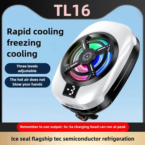 TL16 Semiconductor Cooling Phone Radiator | Rapid Cooling Gaming Fan | 3-Speed Adjustable | RGB LED | USB Charging Mobile Cooler