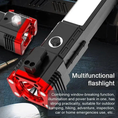8-in-1 Rechargeable LED Torch 🔦 | Power Bank + Emergency Light | Heavy Duty Flashlight
